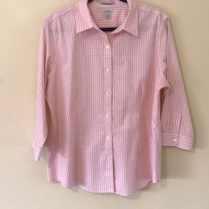 L. L bean pink button up shirt